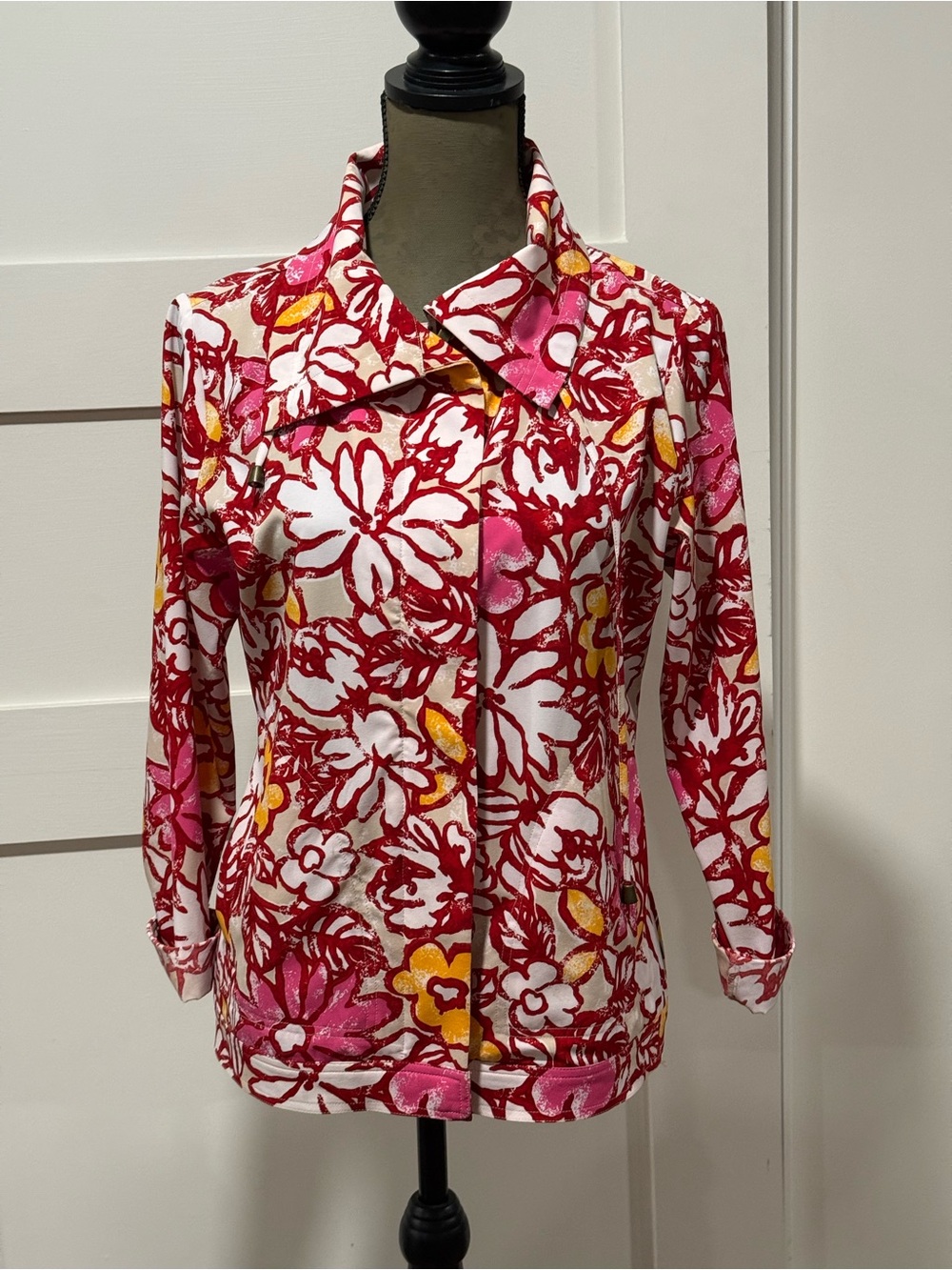 Floral Utility Jacket in Pink, Red & Yellow